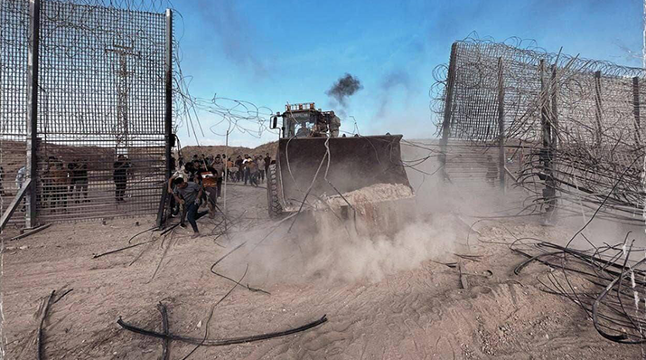 The breach in the Gaza border fence on October 7 תיעוד פלסטיני: הגדר פרוצה בדרום רצועת עזה