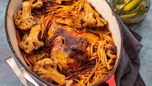 ספגטי, עוף וכרובית