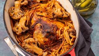 ספגטי, עוף וכרובית