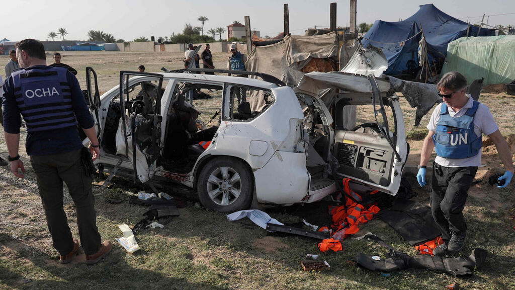 רכב של ארגון הסיוע הבינלאומי WCK שהותקף ברצועת עזה