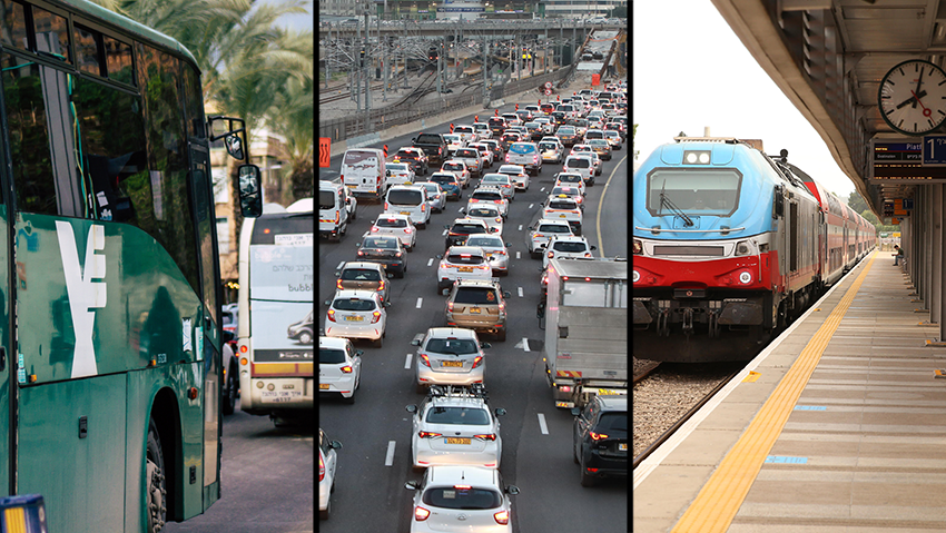 רכבת ישראל ואילוסטרציה אגד אוטובוס