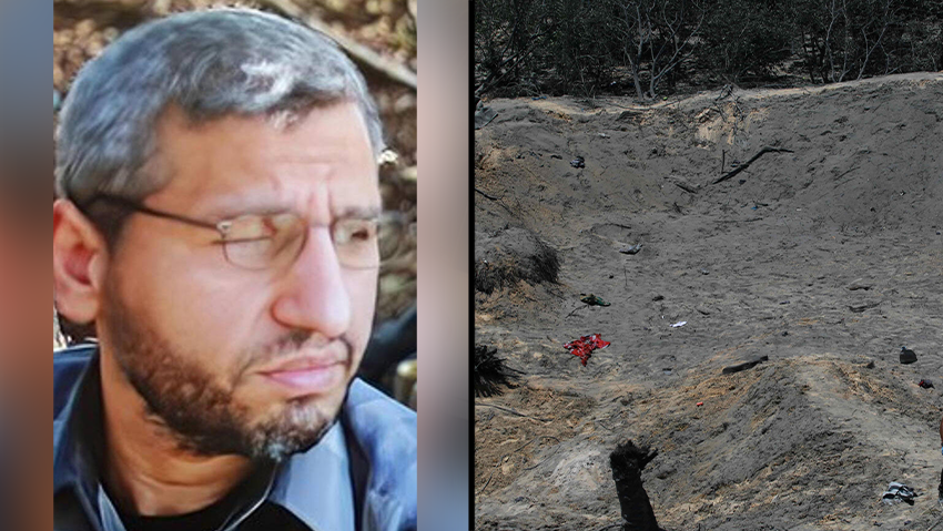 המכתש שנוצר בעקבות התקיפה בחאן יונס