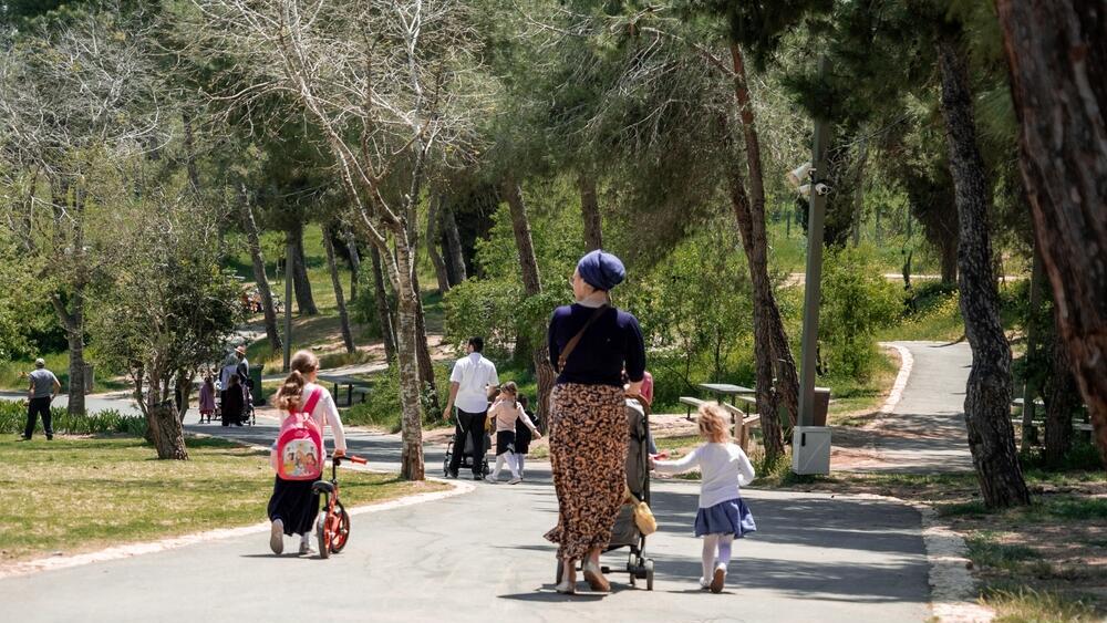 Haredi woman and her children, illulstration (Photo: Mayan Nemanov / Shutterstock.com) אישה משפחה חרדי חרדים חרדית אילוס אילוסטרציה