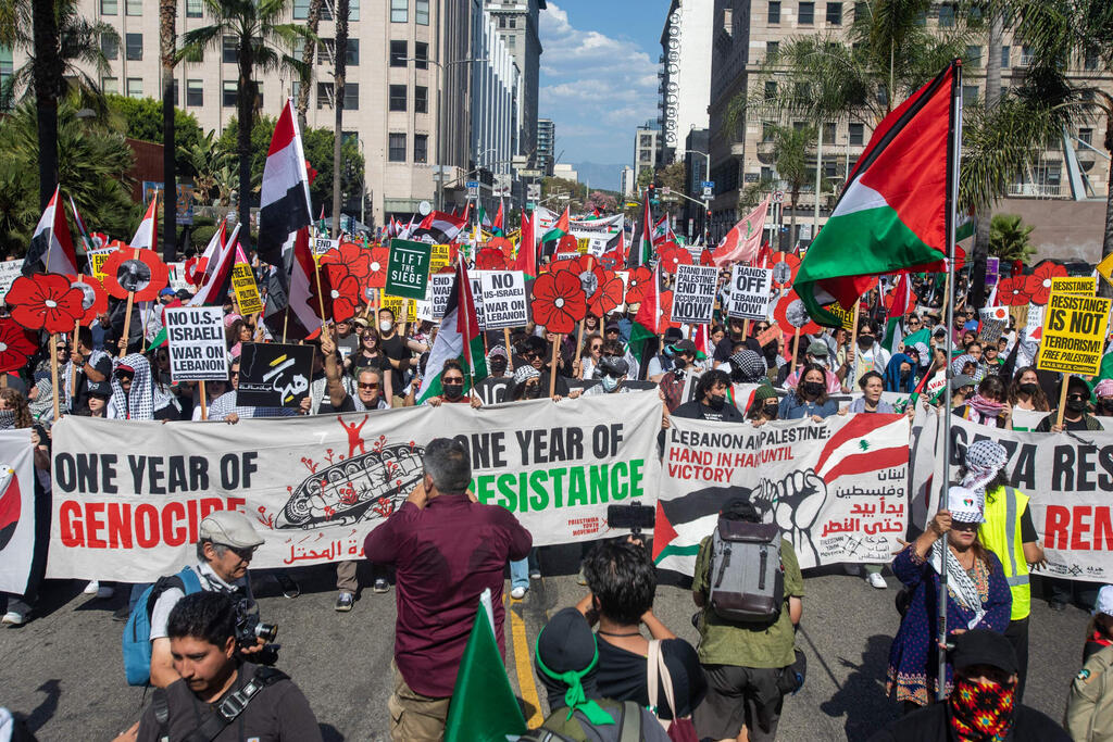 Photo: RINGO CHIU / AFP מחאות פרו-פלסטיניות בלוס אנג'לס קליפורניה ארצות הברית ארה"ב