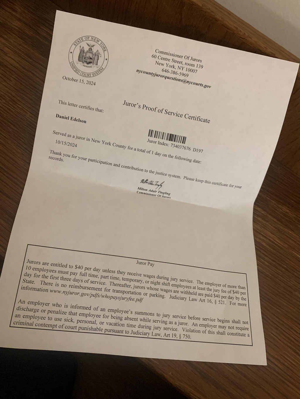 דניאל אדלסון זימון מושבעים