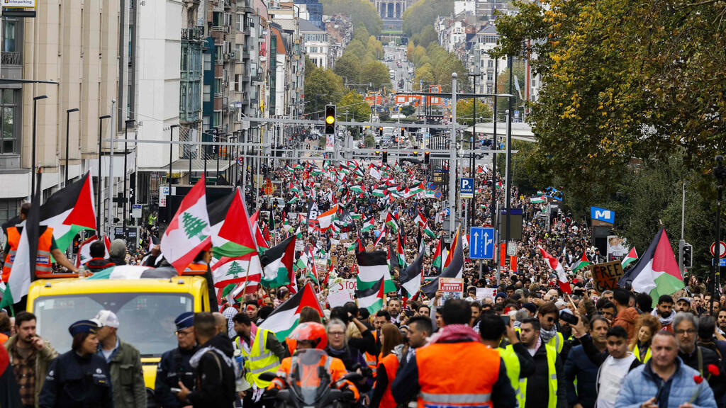 בריסל בלגיה מחאה פרו פלסטינית