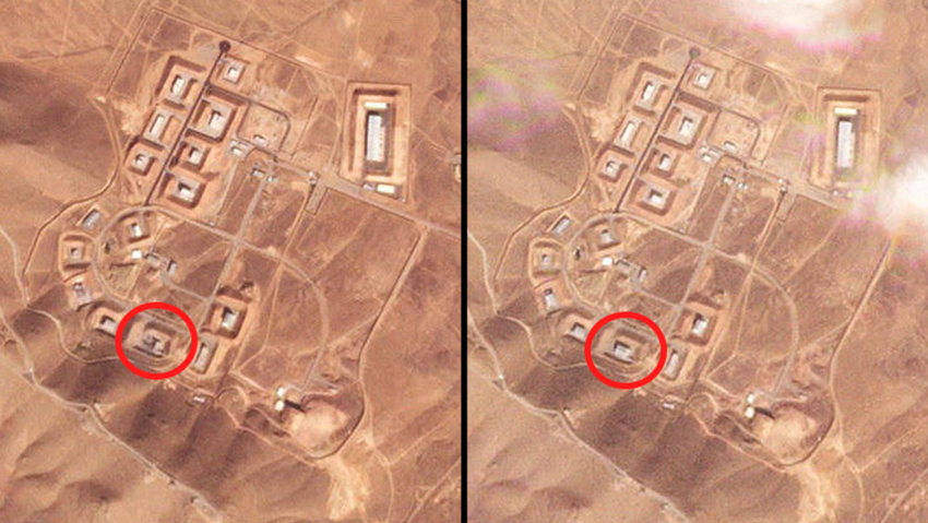 Le site de production de missiles après et avant la grève des FDI signalée (Photo: Reuters / Planet Labs Inc./Handout par Reuters) Le site de production de Hojir après l'attaque d'Israël contre l'Iran et en face