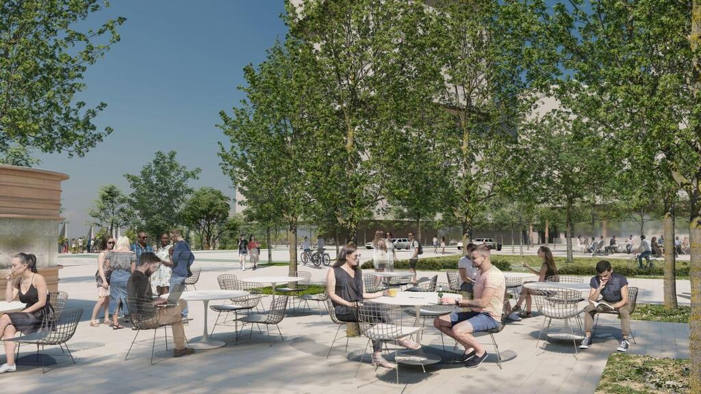 The Atarim Square redevelopment plan in Tel Aviv (Rendering: Yashar Architects) תוכנית כיכר אתרים בתל אביב