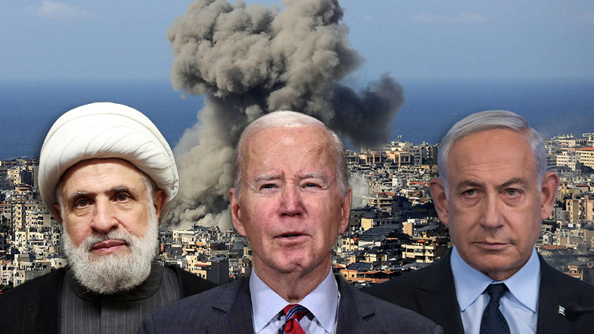 Naim Qassem, Joe Biden, Benjamin Netanyahu ( Photo: Mohamed Azakir/ Reuters, Bilal Hussein / AP ) ביג מיוחד הסדר לבנון ישראל