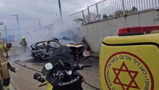 זירת פיצוץ הרכב בלוד