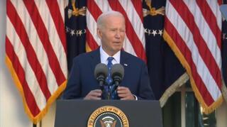 נשיא ארה"ב, ג'ו ביידן, בהצהרה בבית הלבן בנושא הפסקת האש עם לבנון