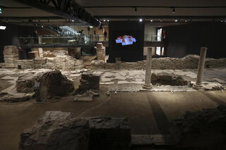 A view of archeological remains at Venizelou metro station in Thessaloniki