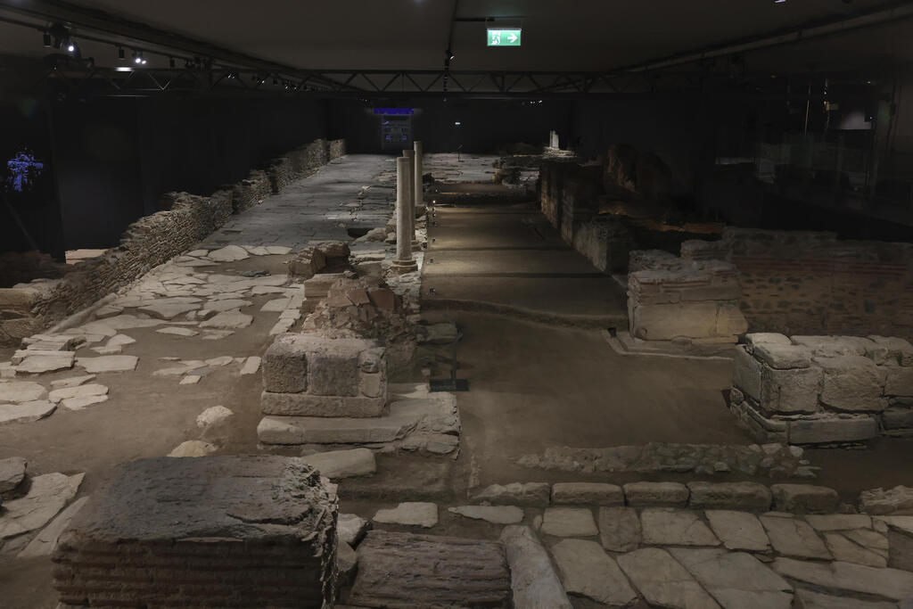 A view of archeological remains at Venizelou metro station in Thessaloniki