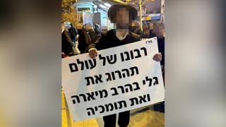 תושב ירושלים מסתובב עם שלט הסתה נגד היועמ"שית ברחובות העיר