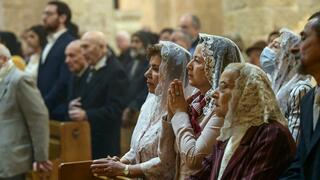 Christians at church in Aleppo 