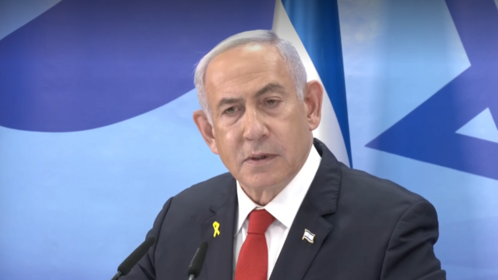 בנימין נתניהו במסיבת עיתונאים 