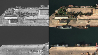 ספינות הצי הרוסי בבסיס הימי בטרטוס ב-5/12 - ואותו המיקום ללא כלי השיט ב-10/12