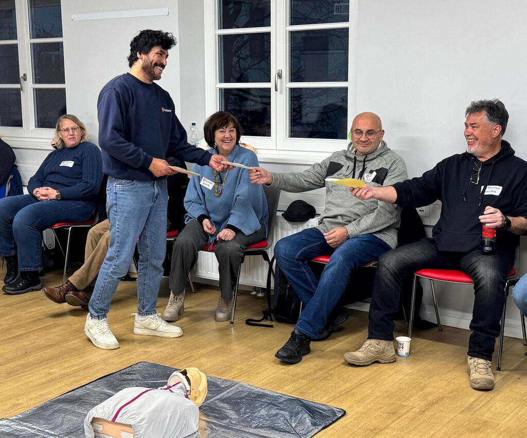 Ahmad Abbas from Syria, trains people as first responders in Munich  
