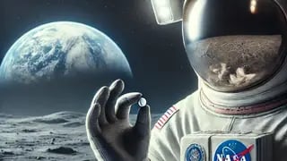 אסטרונאוט מחזיק גלולה