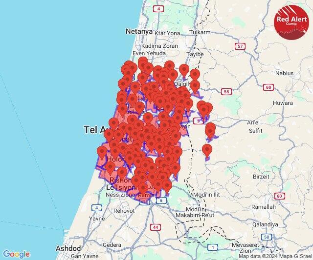 Air raid sirens sound across central Israel 