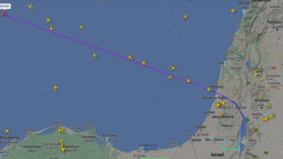 תמונה מאתר flightradar24  -  מטוס כנף ציון בדרכו לכרתים, הרקליון