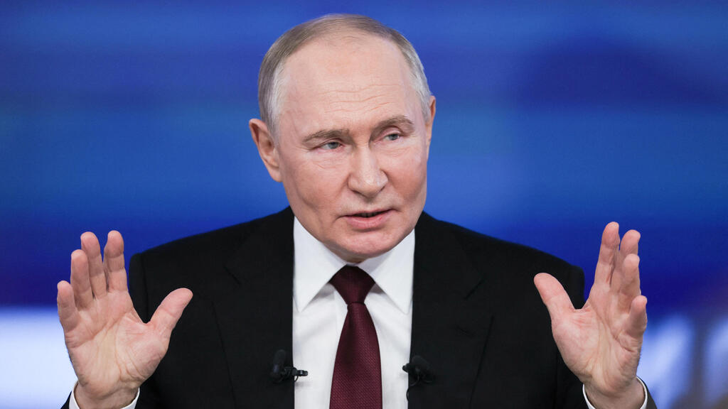 Russian President Valdimir Putin (Photo: Sputnik/Vyacheslav Prokofyev/Pool via REUTERS) נשיא רוסיה ולדימיר פוטין מסיבת עיתונאים שנתית