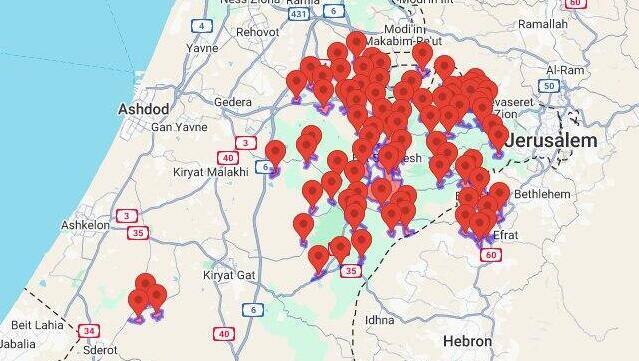 Карта обстреливаемых городов 