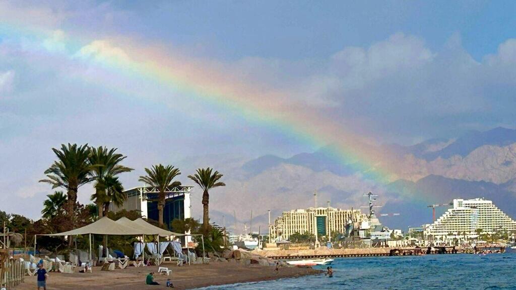 קשת בענן באילת אחרי הגשמים