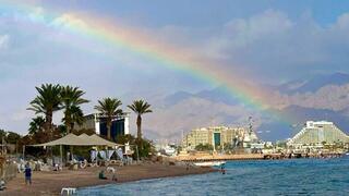 קשת בענן באילת אחרי הגשמים