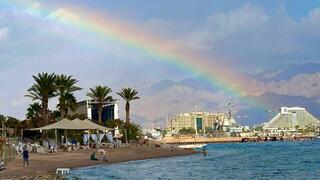 קשת בענן באילת אחרי הגשמים