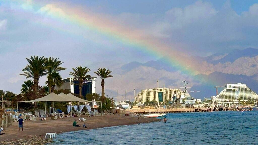 A rainbow in Eilat after the rain (Photo: Amir Ben David) קשת בענן באילת אחרי הגשמים
