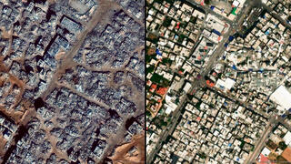 ג'באליה, באוקטובר 2023 (מימין) ובדצמבר 2024