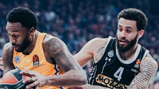 שחקן מכבי ת"א ליוואי רנדולף מול שחקן פרטיזן בלגרד דוויין וושינגטון