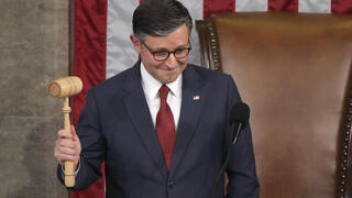 יו"ר בית הנבחרים של ארה"ב מייק ג'ונסון אחרי בחירתו מחדש לתפקיד