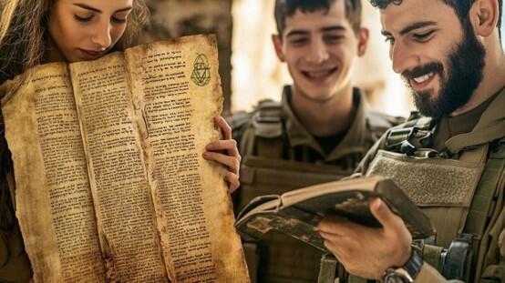 IDF soldiers read Hebrew