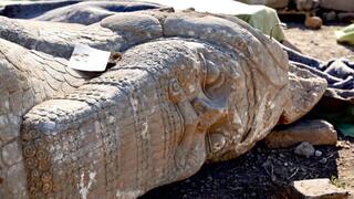 אחד הפסלים שהוחרבו על ידי אנשי דאעש בעיר נמרוד שבעיראק