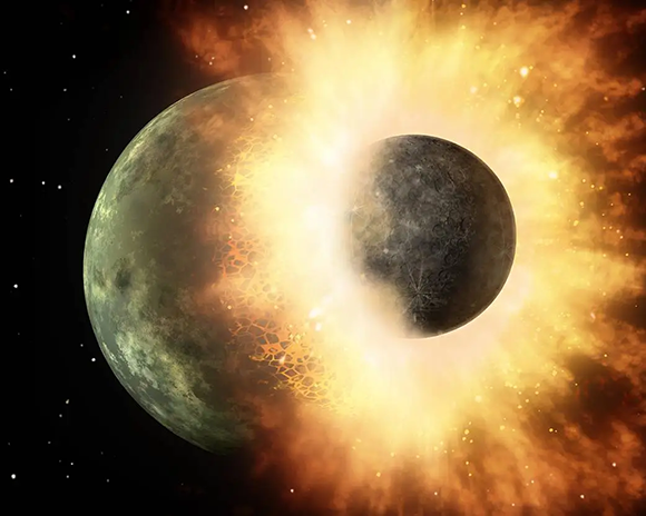 An event much earlier than previously thought. Illustration of the collision with the early Earth, thought to have led to the Moon’s formation (Source: NASA/JPL-Caltech) An event much earlier than previously thought. Illustration of the collision with the early Earth, thought to have led to the Moon’s formation