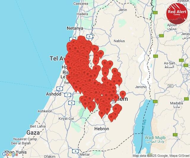 Missile alert sirens sounded across central Israel 