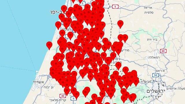 הערים והיישובים שבהם הופעלו אזעקות עקב שיגור הטיל מתימן