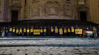 Pro Palestinians demonstrate in favor of a ceasefire in Piazza dell'Esquilino, Rome, Italy, on Nov. 27, 2023 