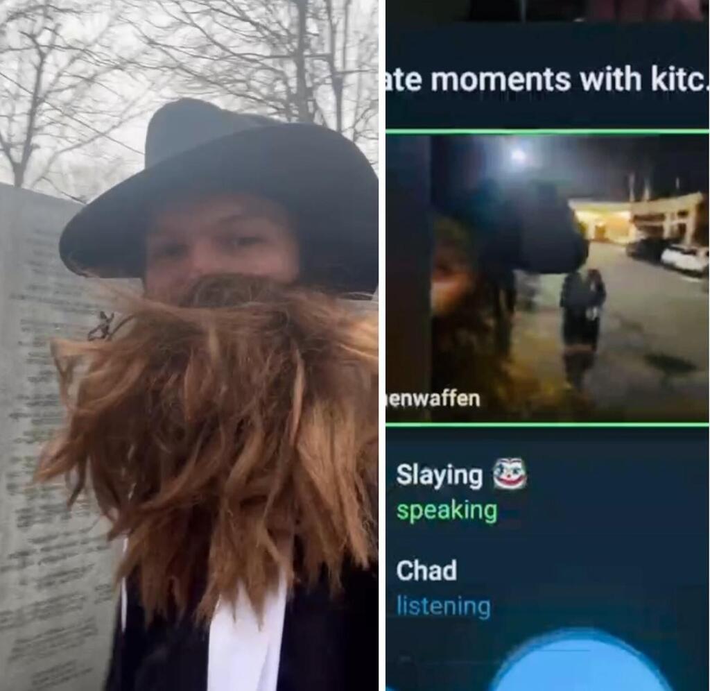 Keith Garland from his livestream on a neo-Nazi channel (Photo: Nashville police) קית' גרלנד מתוך השידור החי שהעביר