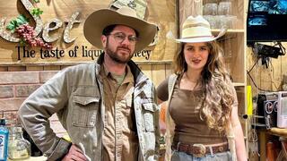 A.Y. and Neomi Katsof, at the Settlers Cellar bar in Esh Kodesh, in the West Bank