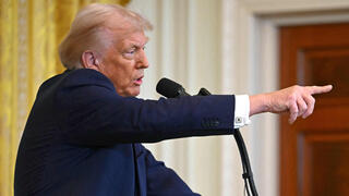 נשיא ארה"ב דונלד טראמפ במסיבת העיתונאים בבית הלבן