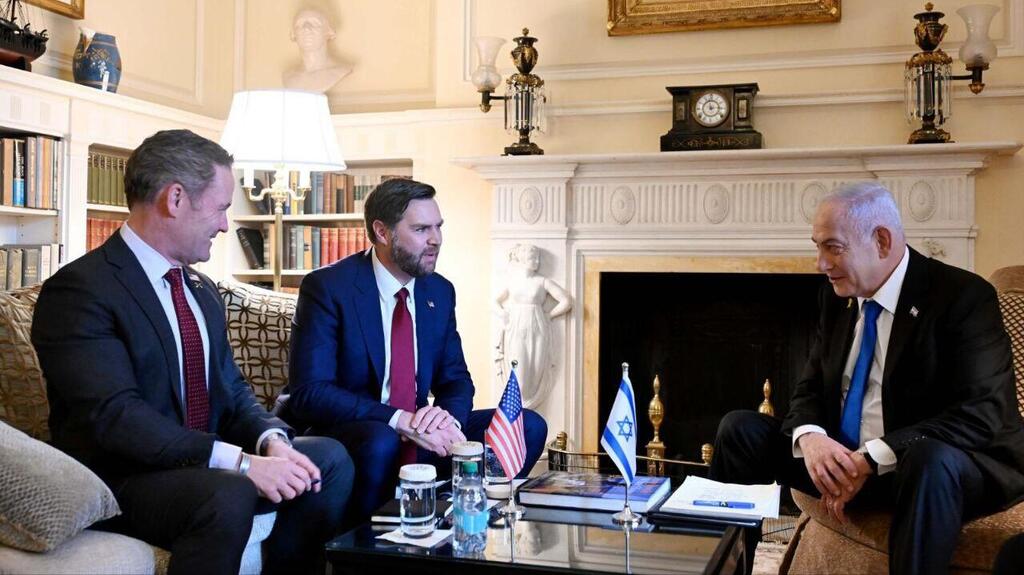 ראש הממשלה בנימין נתניהו נפגש סגן נשיא ארה"ב ג'יי. די. ואנס והיועץ לביטחון לאומי של ארה"ב מייק וולץ בבלייר האוס