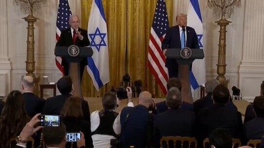  ראש הממשלה בנימין נתניהו ונשיא ארה"ב דונלד טראמפ במסיבת העיתונאים בבית הלבן