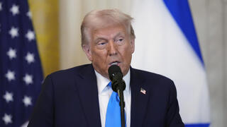 נשיא ארה"ב דונלד טראמפ במסיבת העיתונאים בבית הלבן