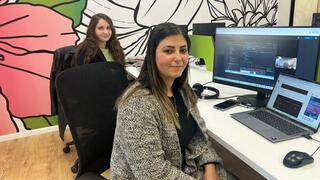 Sally Hamdan (R) and Reem Kadmani (L), at the Lotus office, Dec 17, 2025 