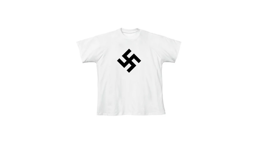 חולצה עם צלב קרס במותג של קניה ווסט