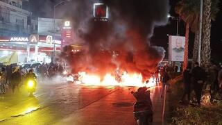 מחאות בכביש שדה התעופה של ביירות