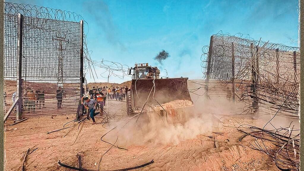 Gaza border fence breached during the October 7, 2023, Hamas-led terrorist attack on southern Israel פריצת הגדר ב־7 באוקטובר